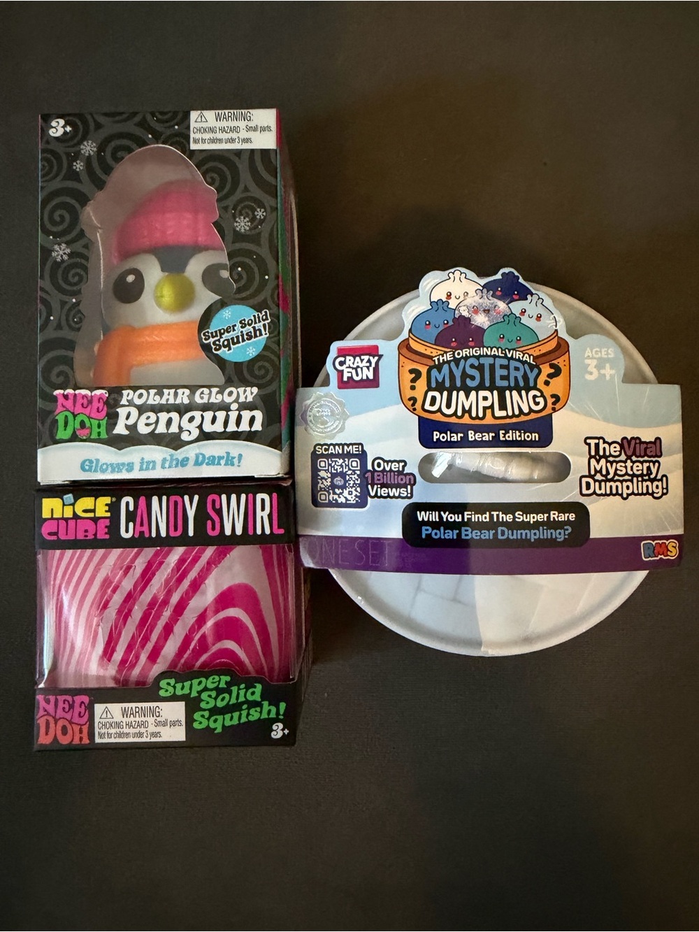 NEEDOH Polar Glow Penguin & Mystery Dumpling Polar Bear with Candy Swirl